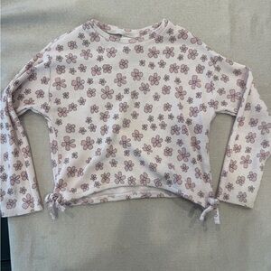 Zara Pink Floral Waffle Knit Top